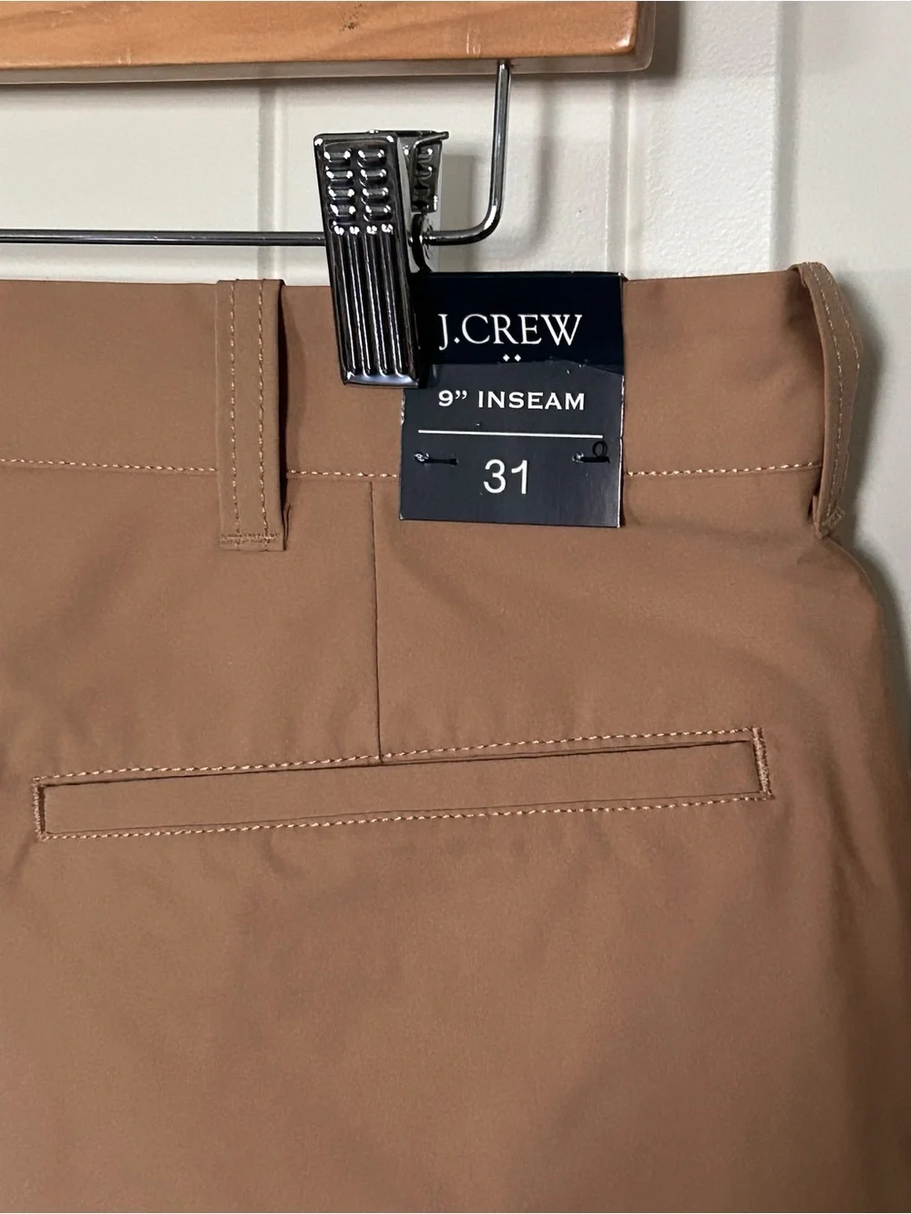 J Crew Men's 9” Tech Shorts Stretch Performance Chino Shorts - Tan- Size 31